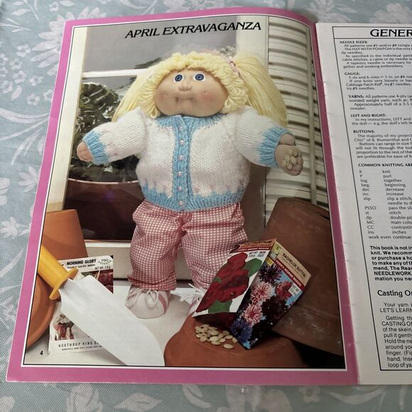 Cabbage Patch Kids Knitted Sweaters Pattern Book Xavier Roberts 1985 Plaid 7866 - Picture 3 of 4